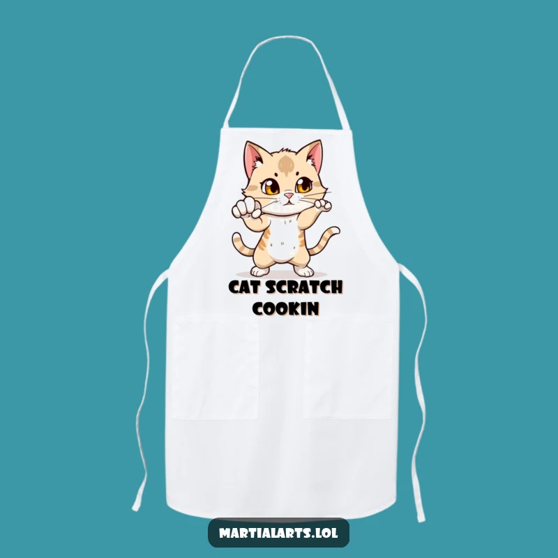 Funny Chef Cat Punch Apron: Cook with Feline Fury!