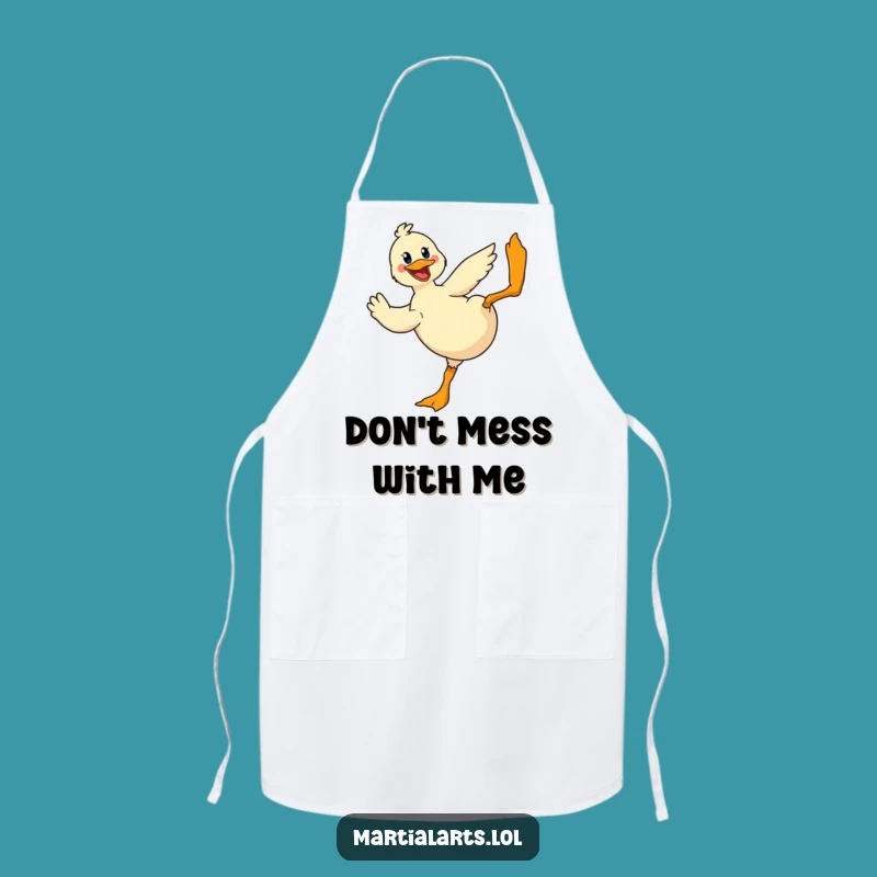 Funny Duck Chef Apron: Cheerful Flying Kick Kitchen Gift