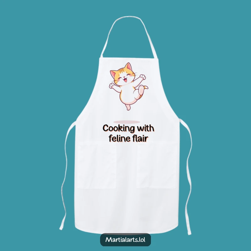Funny Cat Chef Apron - Jumping Roundhouse Kitchen Gift