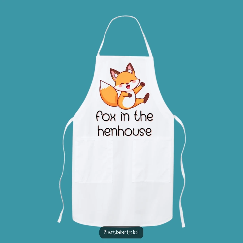 Funny Chef Fox Flying Kick Apron: Cook with Agility and Humor!