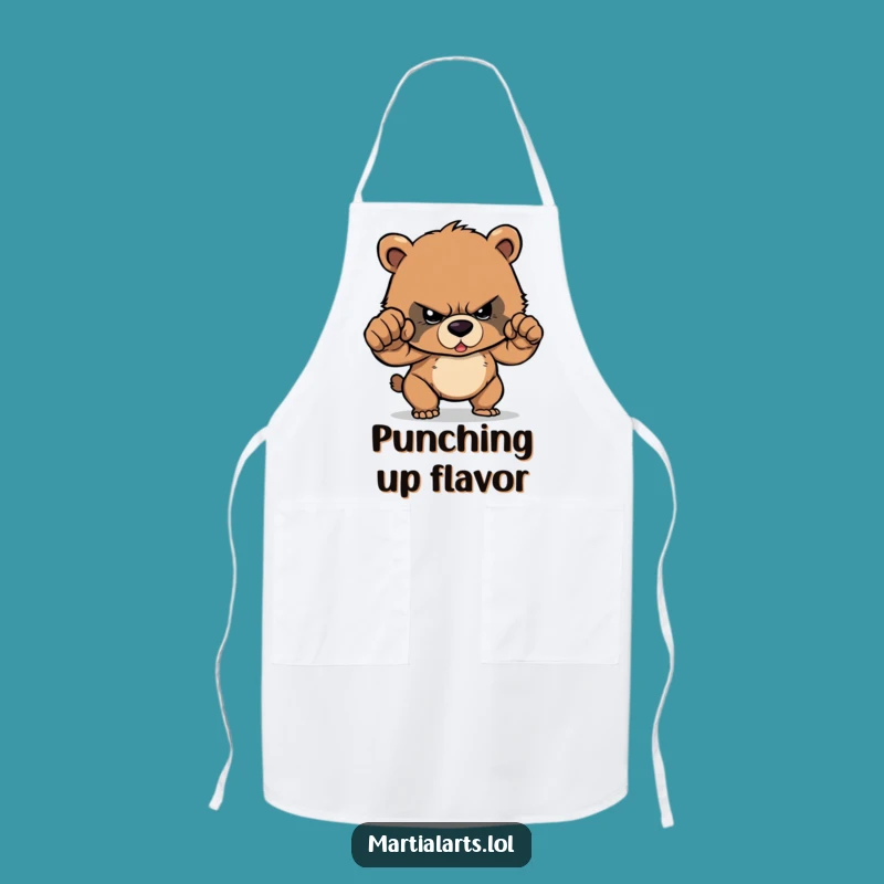 Funny Determined Bear Cub Punch Apron - Cook with Focus