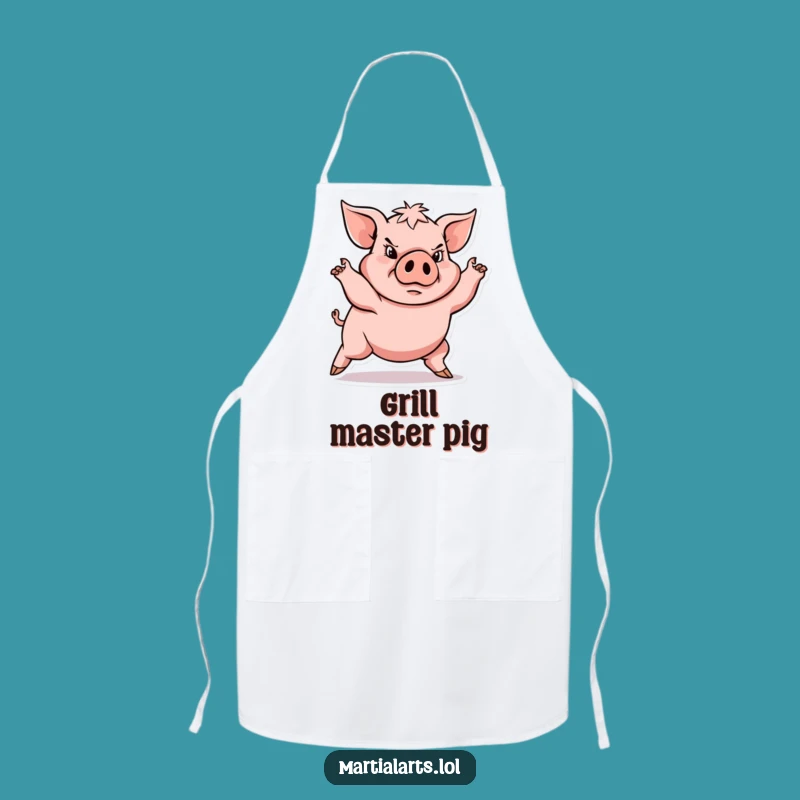 Funny Determined Pig Martial Arts Apron - Cook with Unwavering Focus