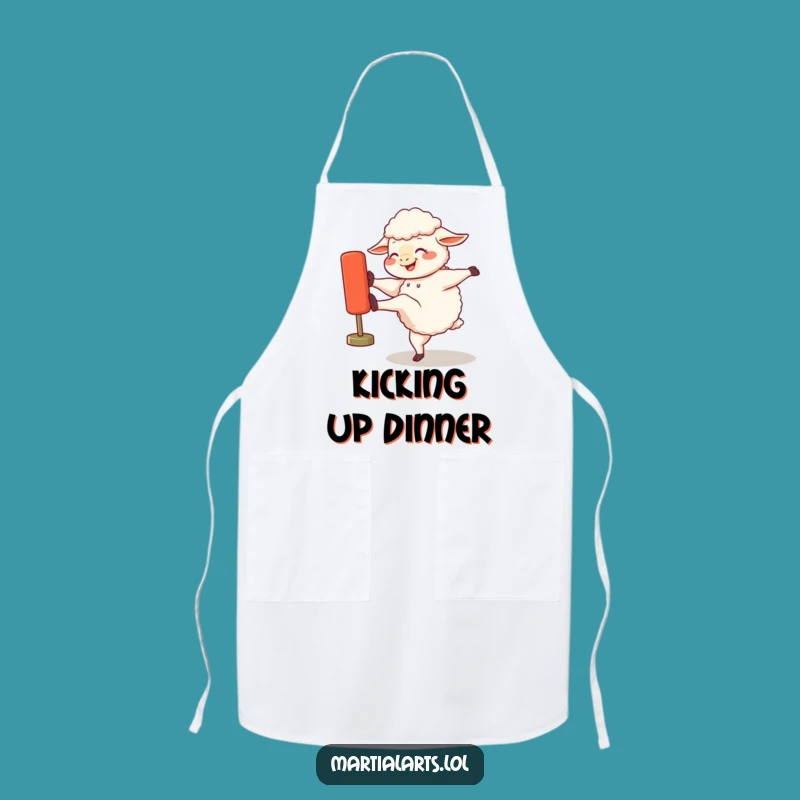 Funny Giggling Sheep Kicking Dummy Apron - Kitchen & BBQ Hilarious Gift