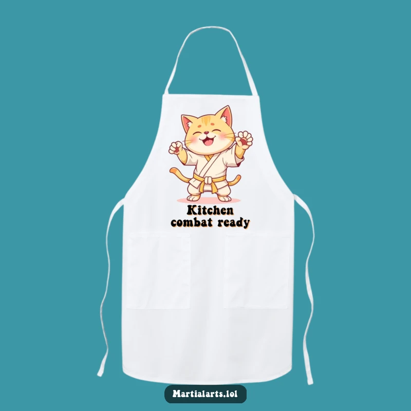 Funny Karate Cat Apron: Kitchen Warrior, Hilarious Cooking Gift for Cat Lovers