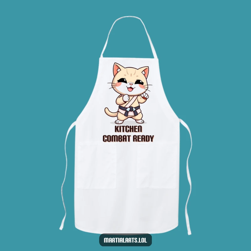 Funny Cat Karate Chop Apron: Kitchen Martial Arts Fun for Cat Cooks