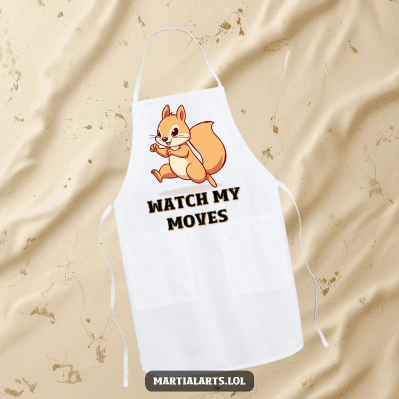 Funny Squirrel Apron: A determined squirrel practicing swift, agile moves in the kitchen, ready for culinary action.