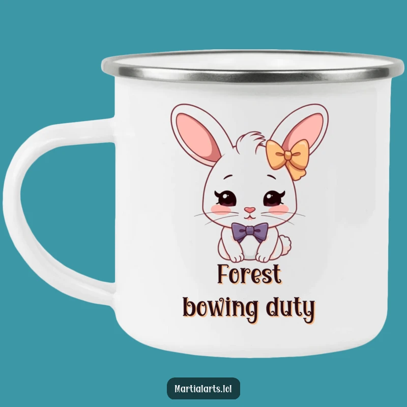 Funny Rabbit Bow Camping Mug: Durable Humorous Drinkware for Outdoors