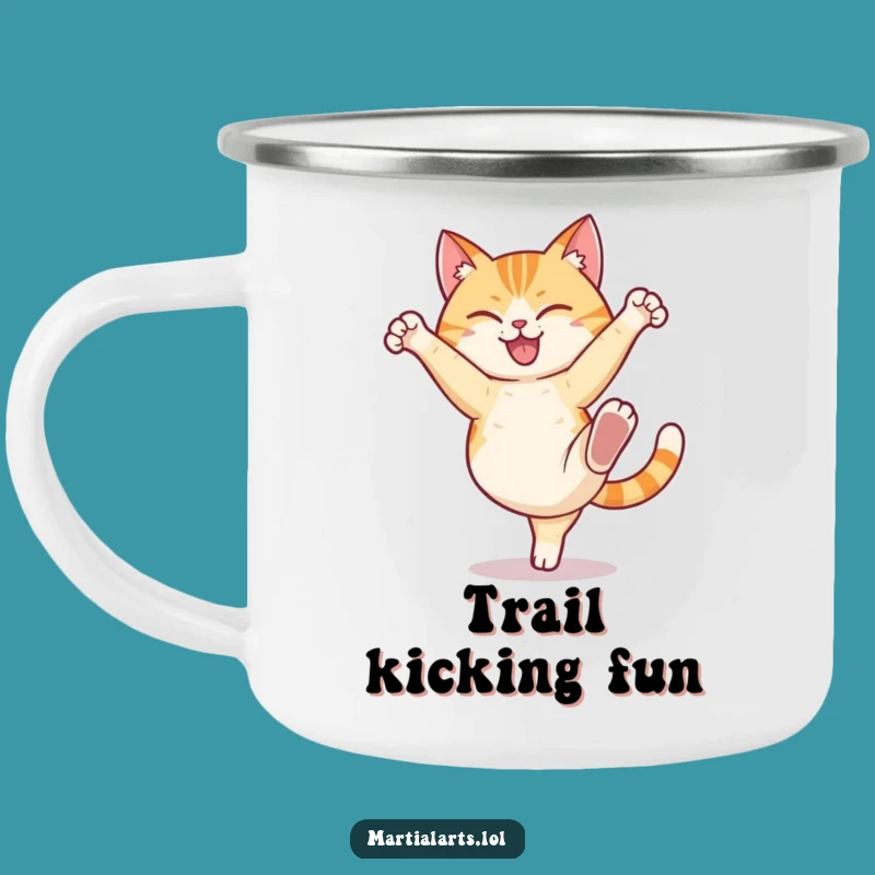 Funny Cat High Kick Camping Mug: Outdoor Action Drinkware