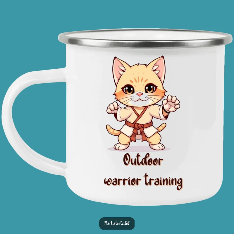 Funny Curious Kitten Martial Arts Camping Mug - Outdoor Zen Fun