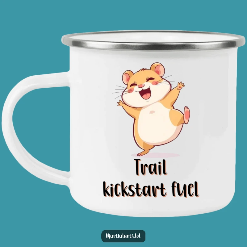 Funny Giggling Hamster Kick Camping Mug - Adventure Laughs
