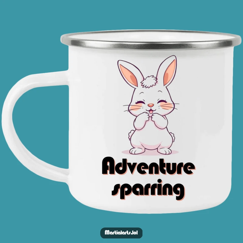 Funny Playful Bunny Camping Mug: Adventure with a Mock Strike, Hilarious Gift
