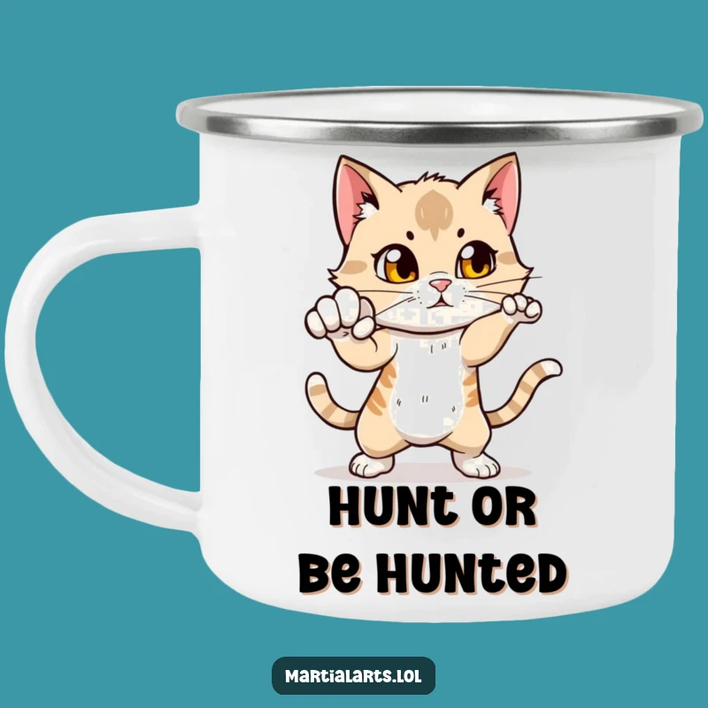 Adventure-Ready Funny Cat Punch Mug: Your Trailside Warrior!