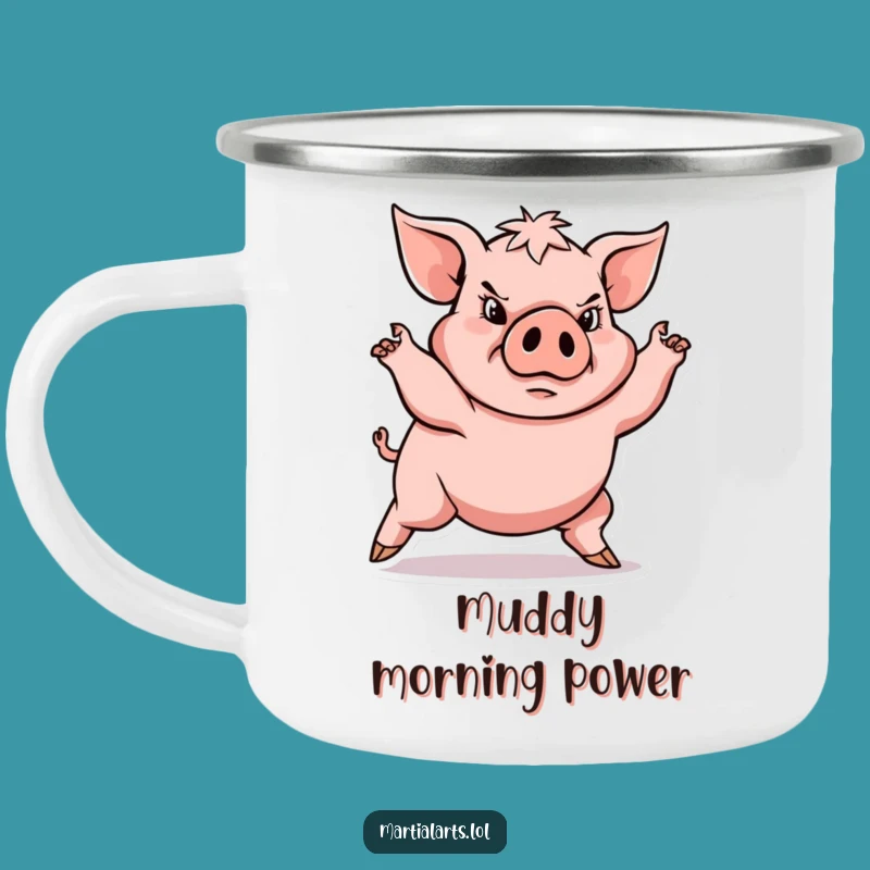 Funny Determined Pig Martial Arts Camping Mug - Fuel Your Adventures