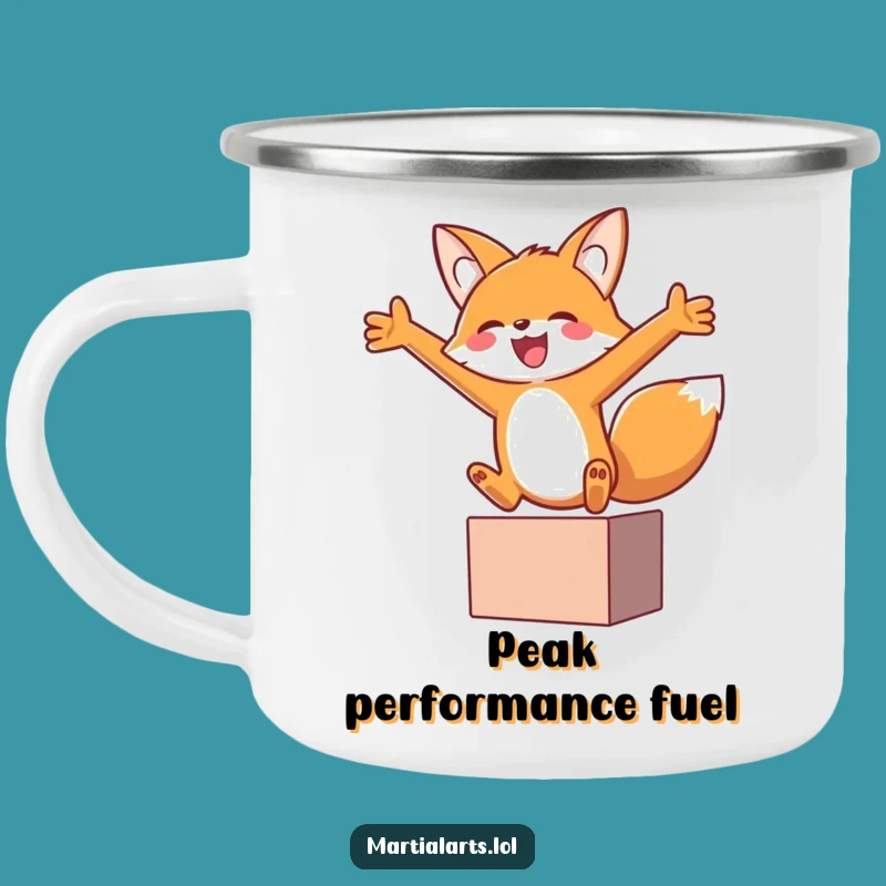 Funny Fox Block Camping Mug - Joyful Leap Outdoor Adventure Gift