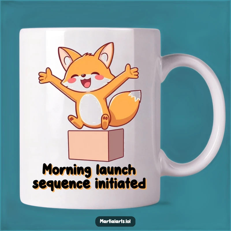 Funny Fox Block Joyful Leap Mug - Perfect Gift for Animal Lovers