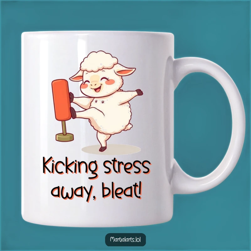 Funny Giggling Sheep Kicking Dummy Mug - Hilarious Workout Gift Idea