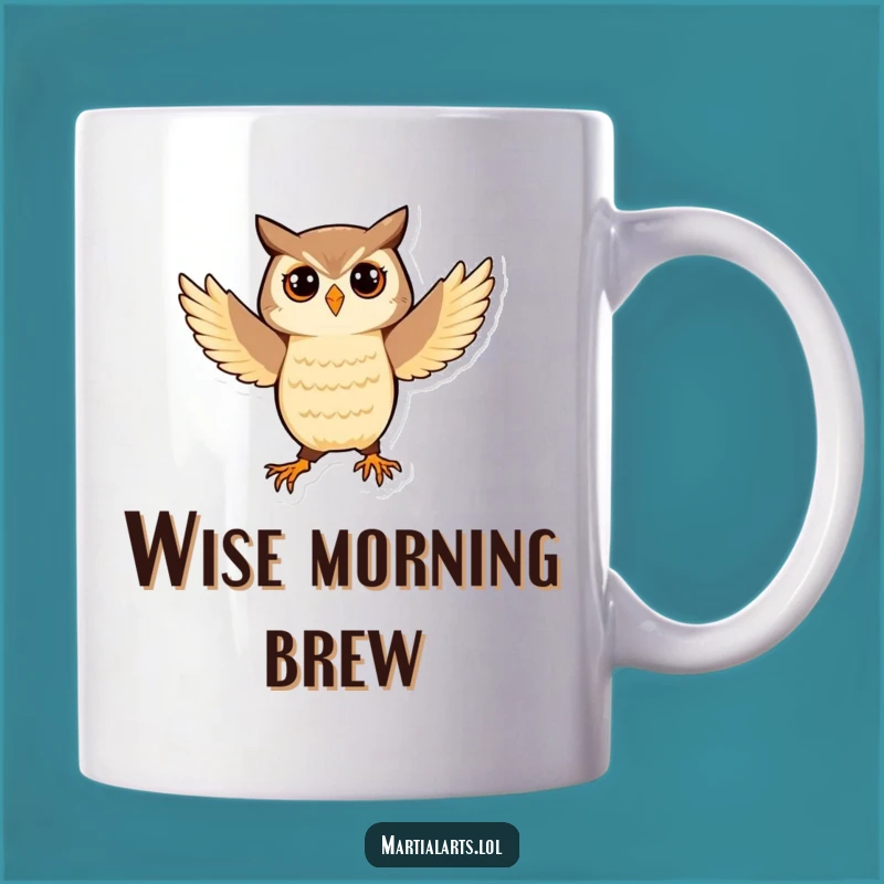 Funny Owl Kung Fu Mug: Playful Balance Gift for Martial Arts Fans
