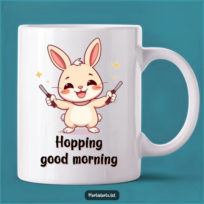 Funny Rabbit Nunchucks Mug: Action Bunny for a Perfect Funny Gift