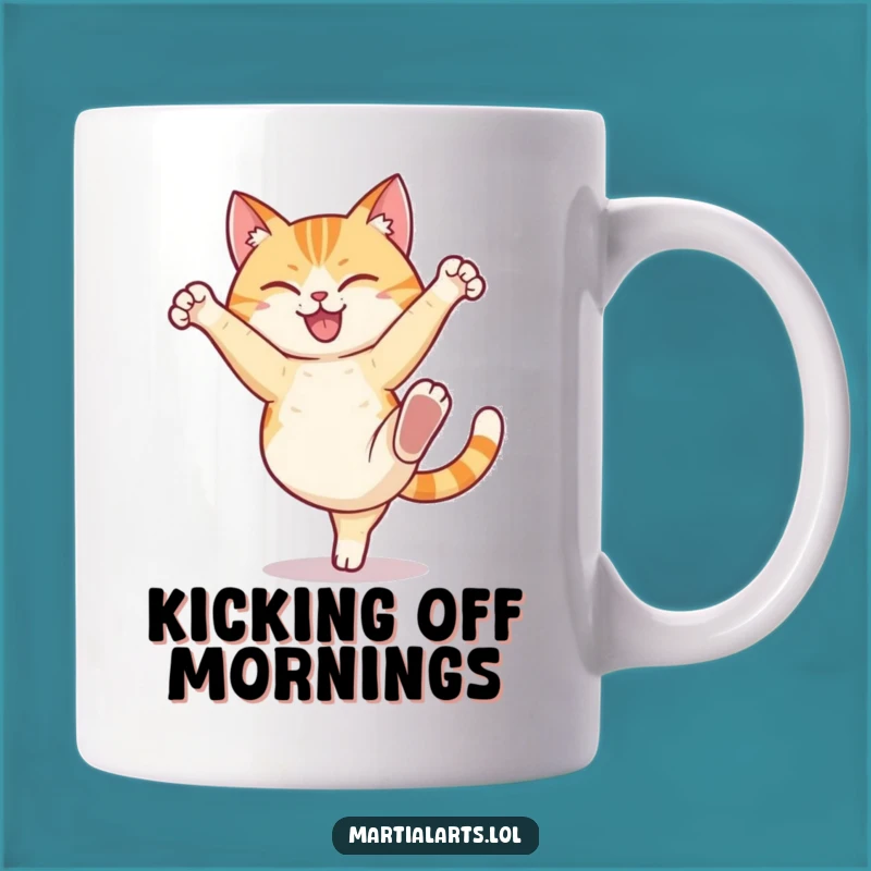 Funny Cat High Kick Mug: Hilarious Martial Arts Animal Gift