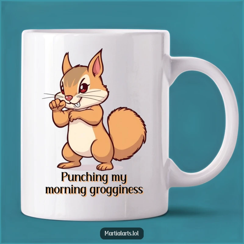 Funny Squirrel Punch Mug: Determined Rodent Training, Perfect Funny Gift