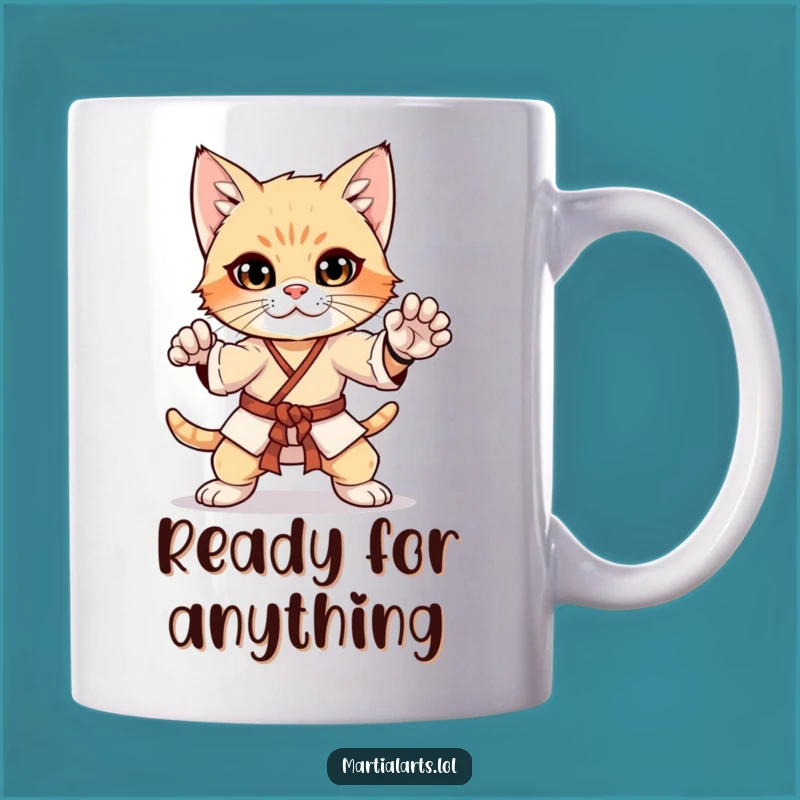 Funny Curious Kitten Martial Arts Mug - Karate Cat Gift