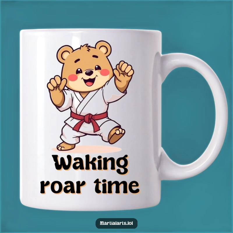 Funny Karate Bear Mug: Happy Beast Kicking, Dynamic Martial Arts, Perfect Funny Gift