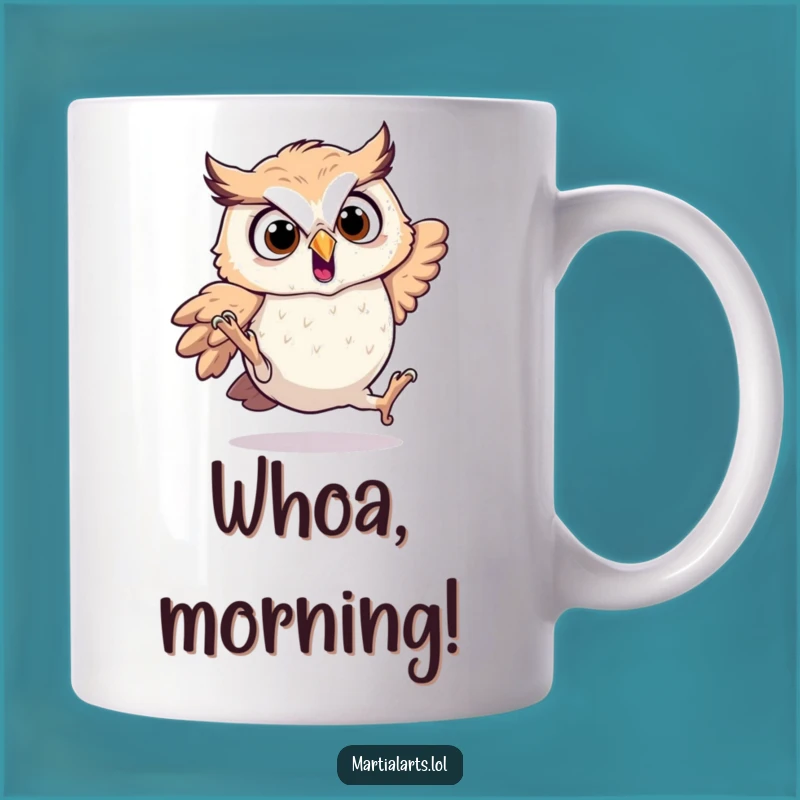 Funny Startled Owl Mug - Tumbling Surprise, Hilarious Gift for Bird Lovers