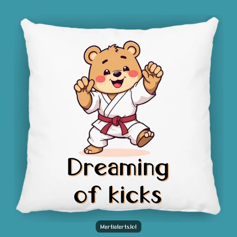 Funny Karate Bear Pillow: Soft and Dynamic Kicking Bear, Cozy Martial Arts Funny Gift