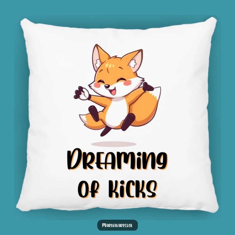 Funny Fox Kick Pillow: Cozy & Hilarious Martial Arts Accent