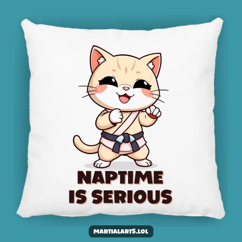 Funny Cat Karate Chop Pillow: Cozy Martial Arts Cushion for Cat Lovers