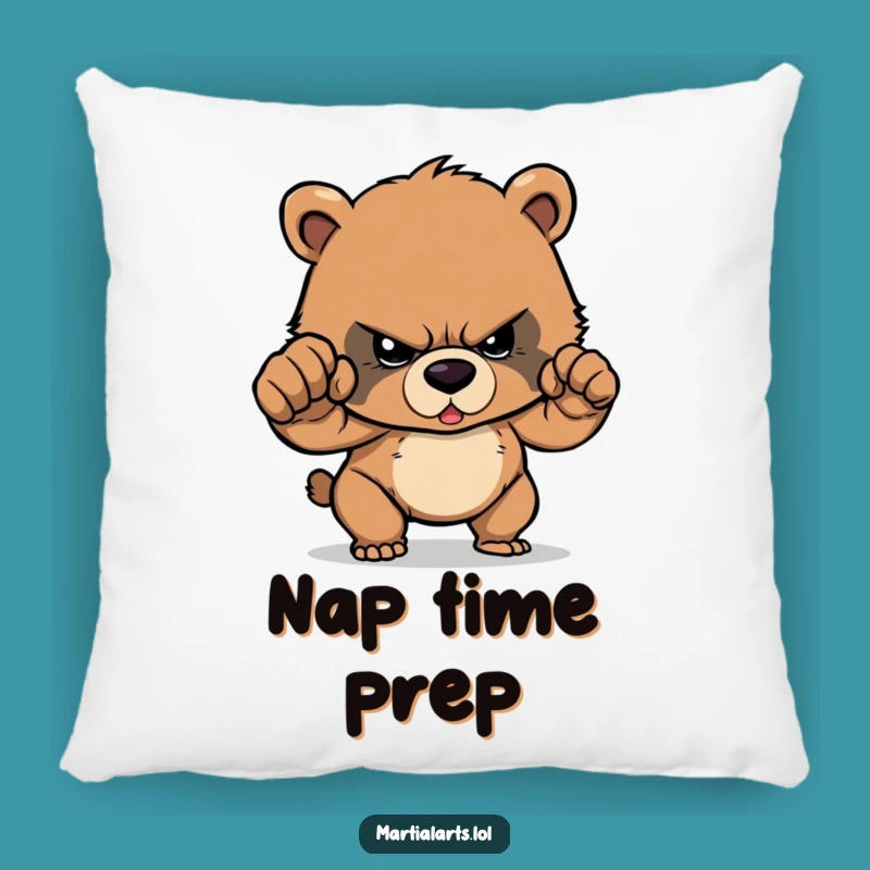 Funny Determined Bear Cub Punch Pillow - Comfy Motivation