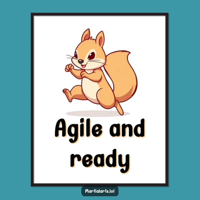 Funny Squirrel Agile Action Digital Print: Humorous Wall Art Gift