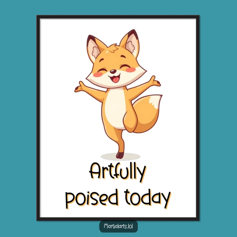 Funny Fox Digital Art: Hilarious Animal Balance for Instant Wall Decor