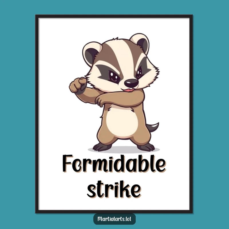 Funny Determined Badger Elbow Digital Art - Powerful Fighter Print