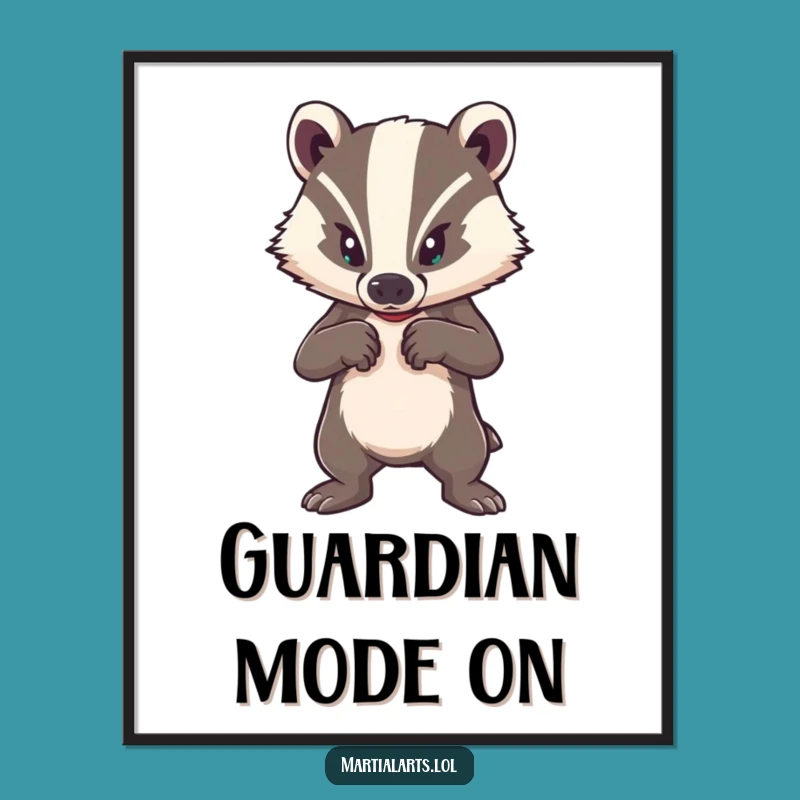 Funny Brave Badger Digital Art: Instant Courage for Your Walls, Hilarious Gift