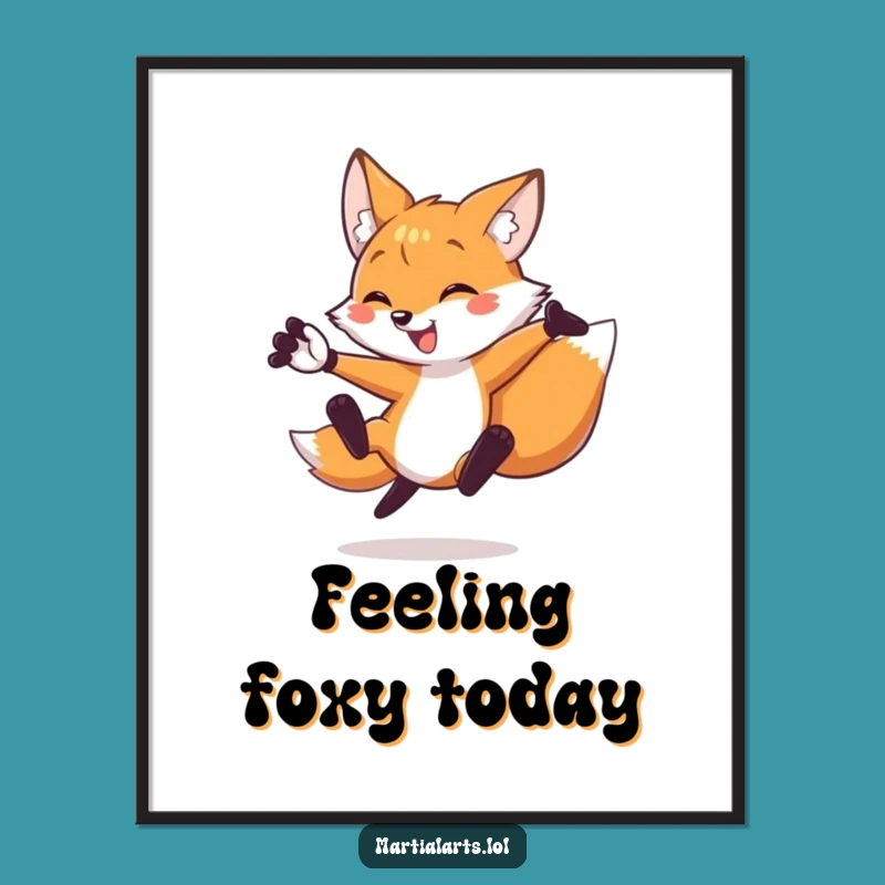 Funny Fox Kick Digital Art: Hilarious Martial Arts Print for Instant Decor