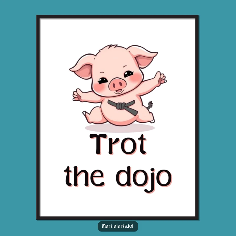 Funny Piglet Martial Arts Digital Art: Instant Download, Playful Funny Gift