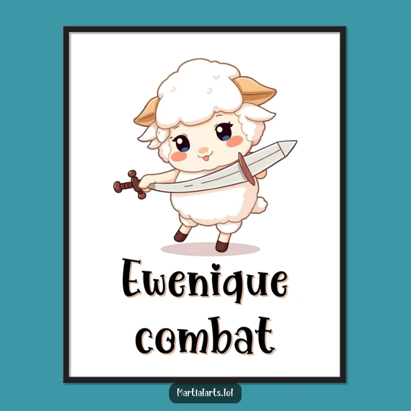 Funny Sheep Sword Digital Art - Instant Whimsical Decor Download