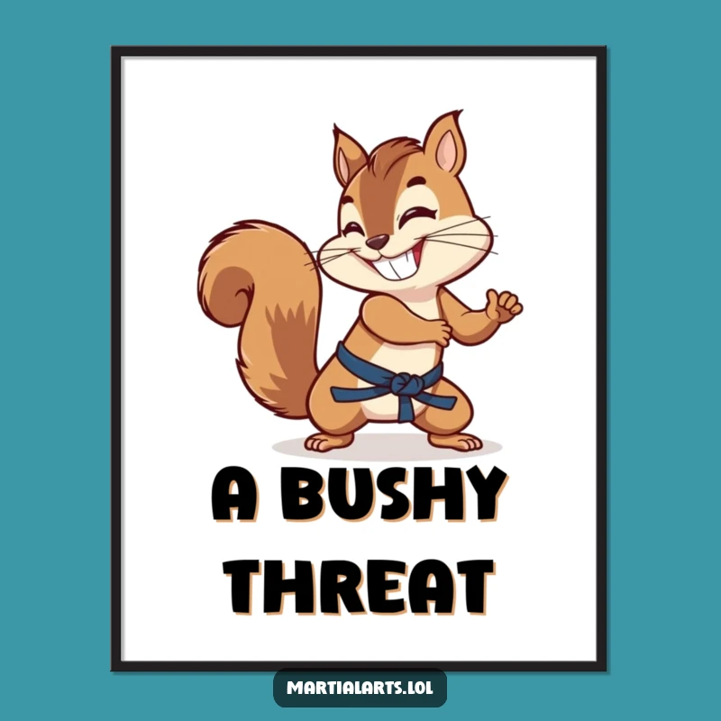 Funny Squirrel Tail Digital Art - Grinning Martial Artist Print Gift