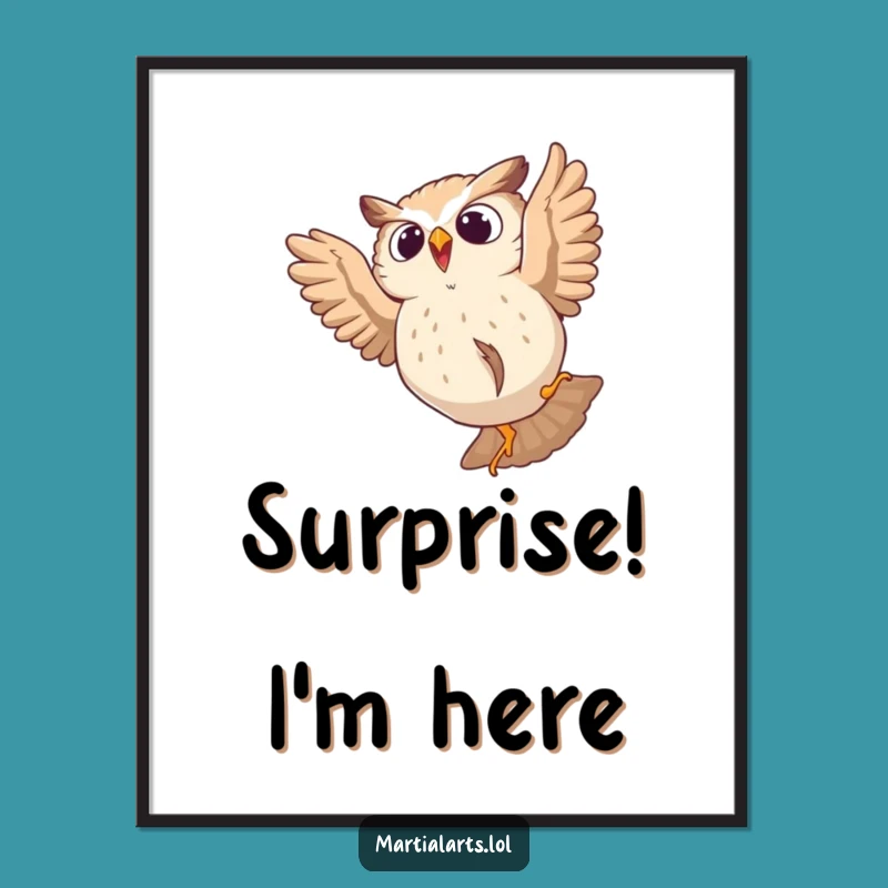 Funny Startled Owl Digital Art: Instant Humor for Your Walls, Hilarious Gift