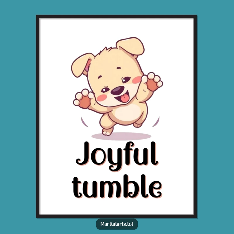 Funny Puppy Art Print: Adorable Tumble Digital Wall Art Gift