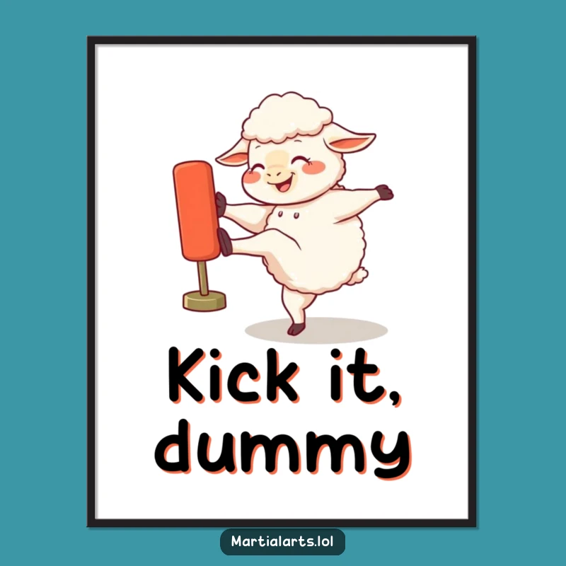 Funny Giggling Sheep Kicking Dummy Digital Art - Instant Hilarious Decor Gift