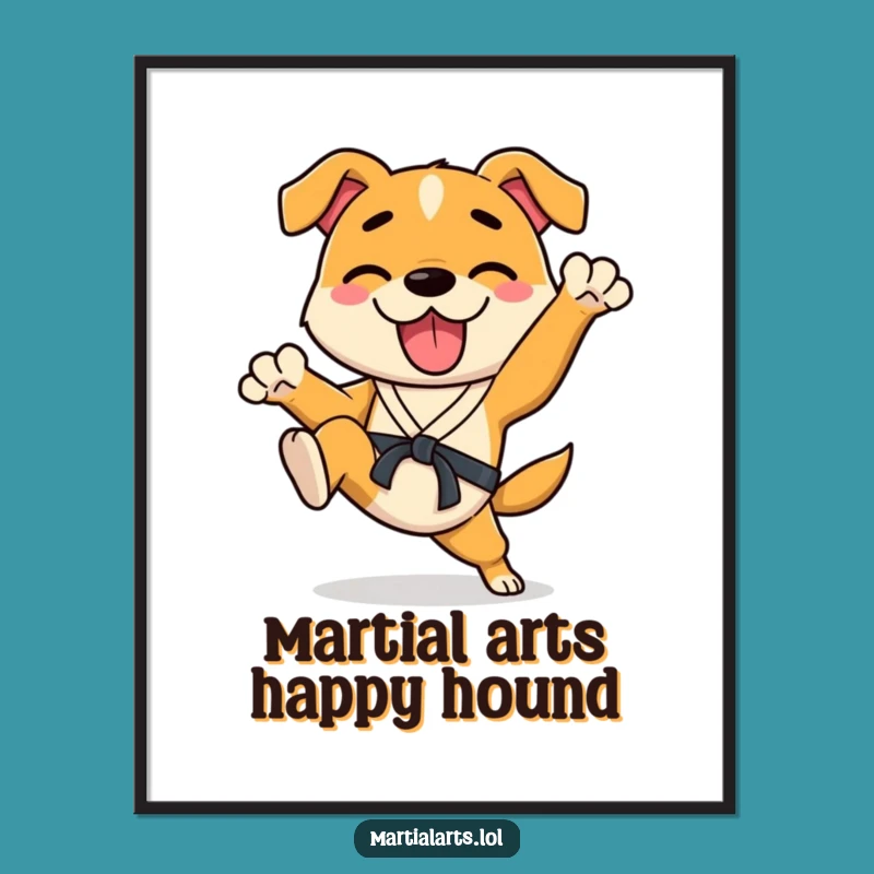 Funny Dog Karate Digital Print - Energetic Kicking Art Gift