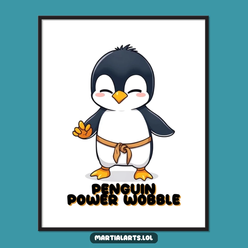 Funny Penguin Karate Digital Art: Clumsy Penguin Martial Arts, Instant Antarctic Humor, Downloadable Funny Gift