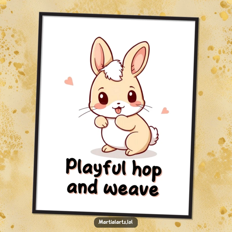 Funny Rabbit Digital Art Print of a curious rabbit ducking and weaving with playful movements, radiating nimble humor.