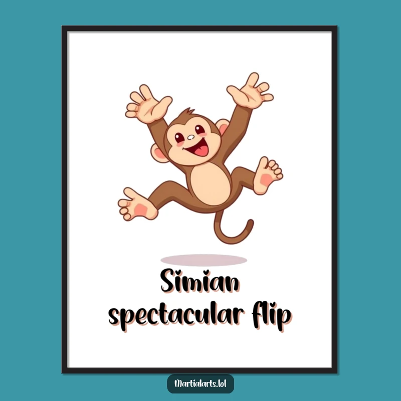 Funny Monkey Flip Digital Art: Playful Primate Acrobatics, Instant Jungle Fun, Downloadable Funny Gift