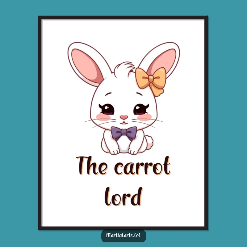 Funny Rabbit Bow Digital Art: Printable Humorous Decor for Charming Spaces