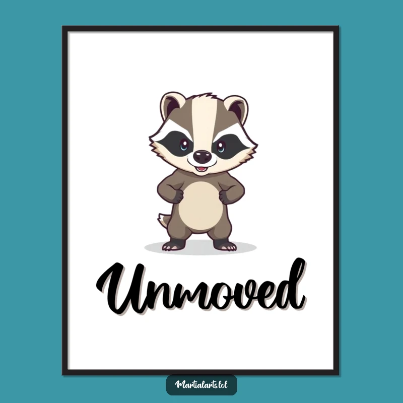 Funny Brave Badger Digital Art - Strong Defense, Instant Motivational Download
