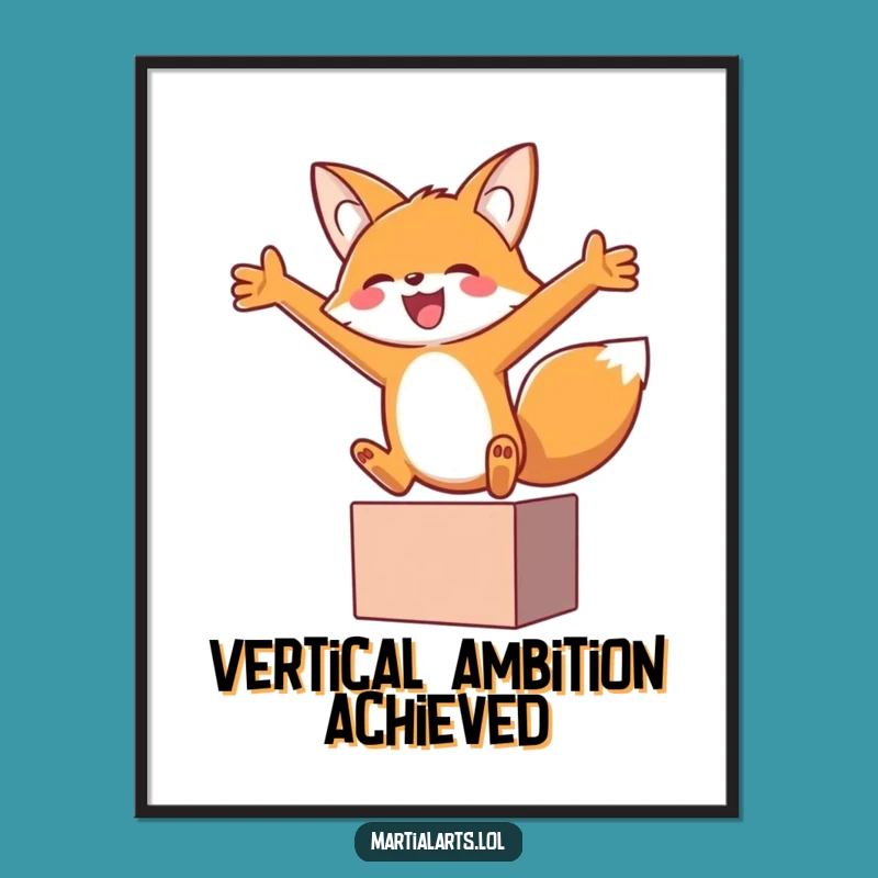 Funny Fox Block Digital Art - Joyful Leap Instant Download Gift