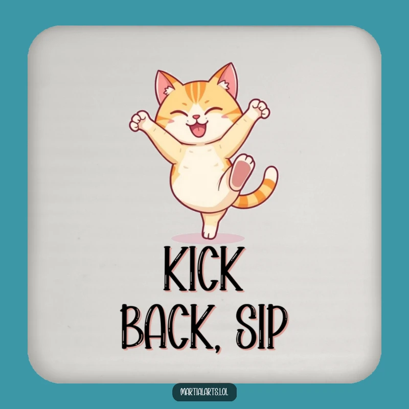 Funny Cat High Kick Coaster: Add Action to Your Table
